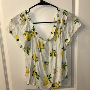 Skies Are Blue Off the Shoulder Lemon Top